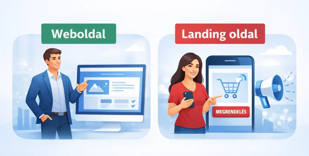 Gyors döntési útmutató weboldal és landing oldal választásához